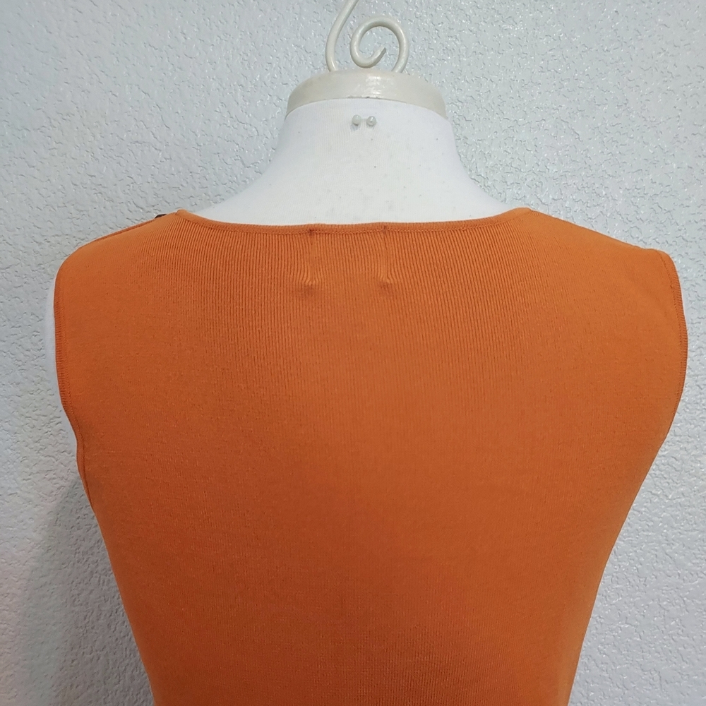 🔴3/$20 Ruby Rd. Orange Ribbed Sleeveless Blouse Size Large - Picture 8 of 9